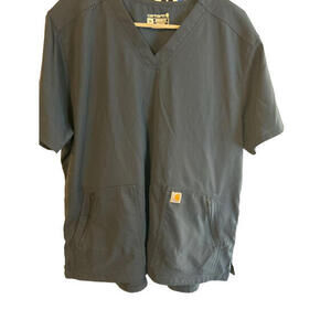 Carhartt Shirt Womens xXL Blue V-Neck short ‎ Sleeve Workwear Ladies Adult